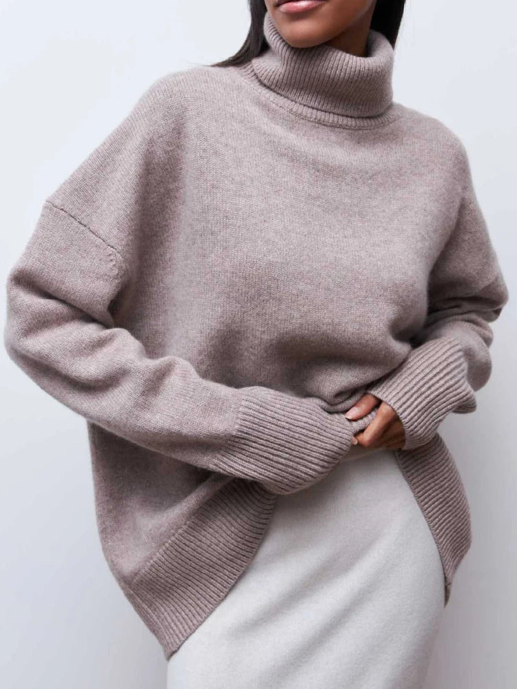 Sabrina Womens Oversized Turtleneck Sweater