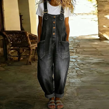 Mara™ - Vintage Soft Cotton Denim-Look Overalls with Adjustable straps