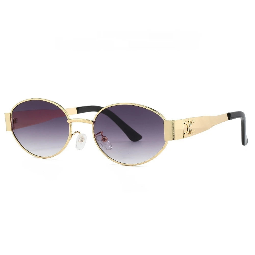Celine - Gold/Gray Oval Frame Fashionable Sunglasses