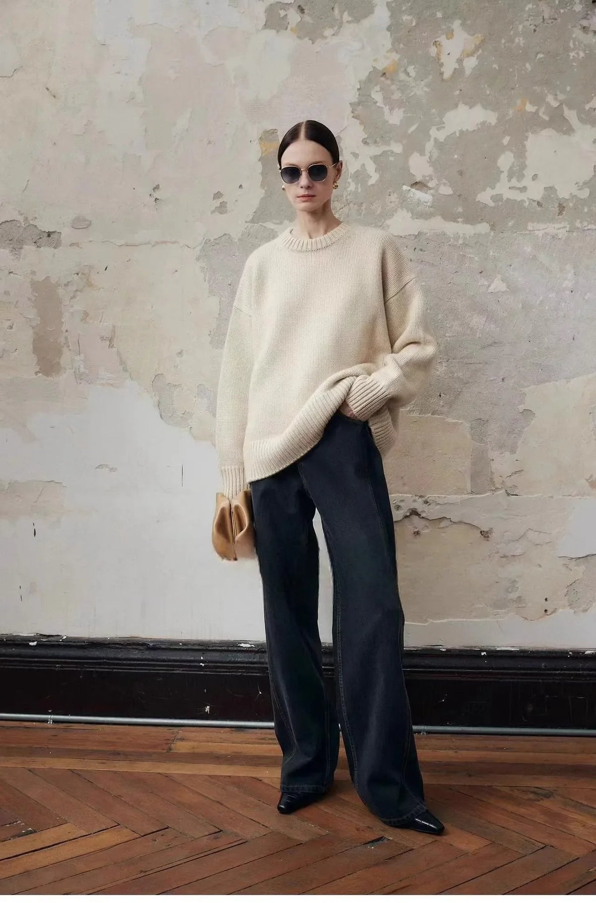Deanna Womens Pure Cashmere Oversized Sweater