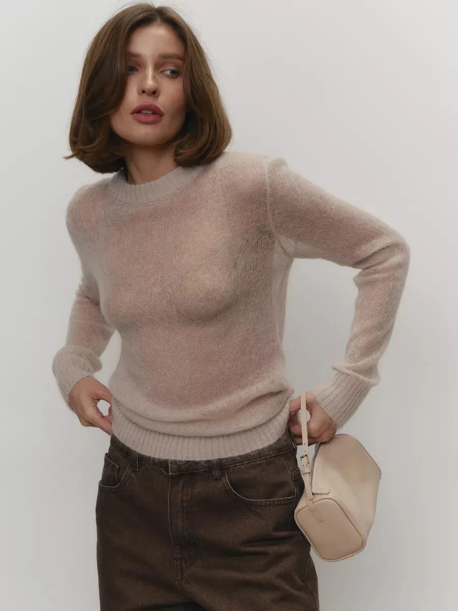 Natasha Womens Crewneck Knit Sweater