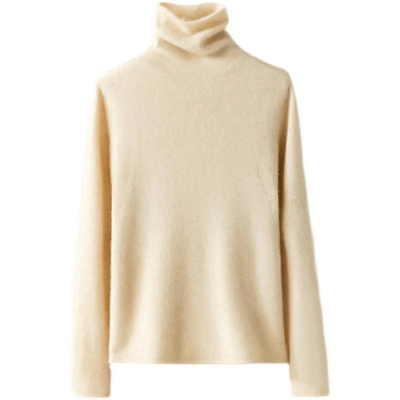 Victoria Womens Cashmere Blend Turtleneck Sweater, Slim Fit