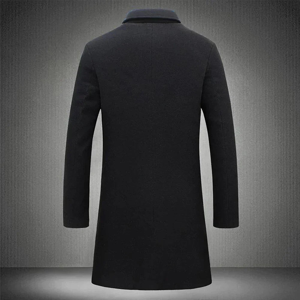 Lee Mens Slim Fit Long Coat with Notched Lapel