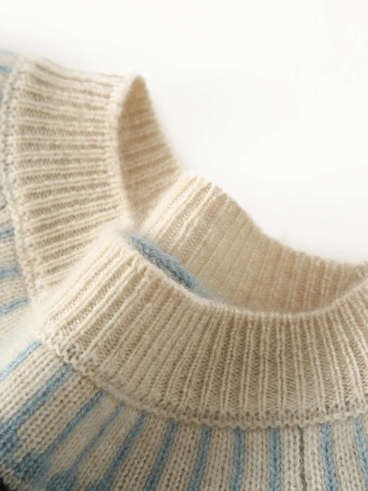Carrie Womens Fair Isle Cashmere Sweater with Mock Neck