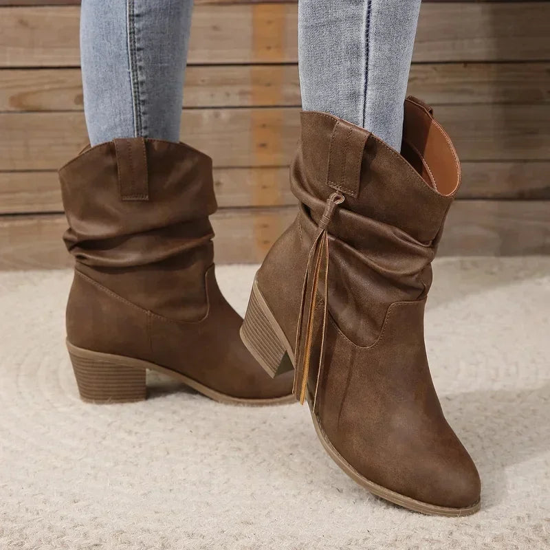 Mila Womens Western Boots with Block Heel