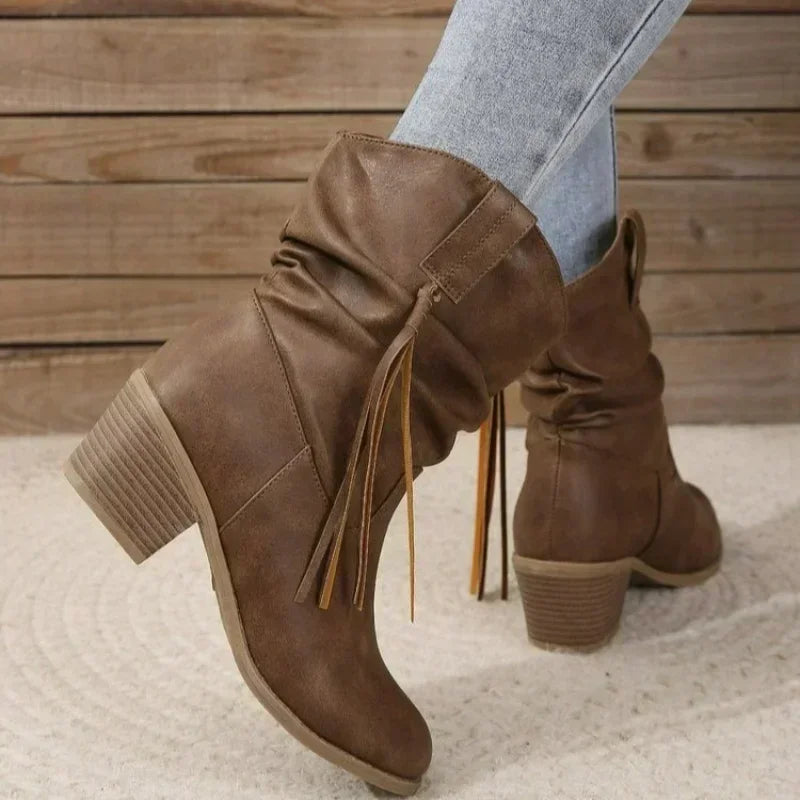 Mila Womens Western Boots with Block Heel