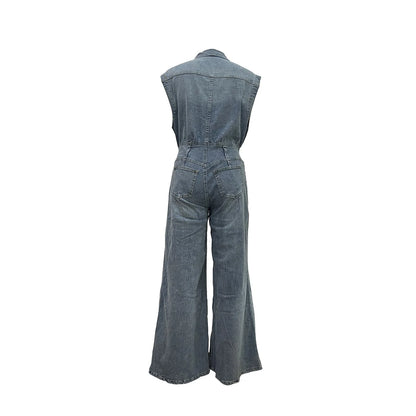 Valen™ | Cinched Waist Wide Leg Denim Jumpsuit