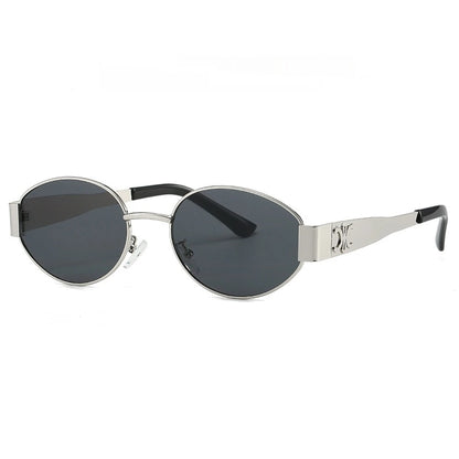 Celine - Silver/Black Oval Frame Fashionable Sunglasses
