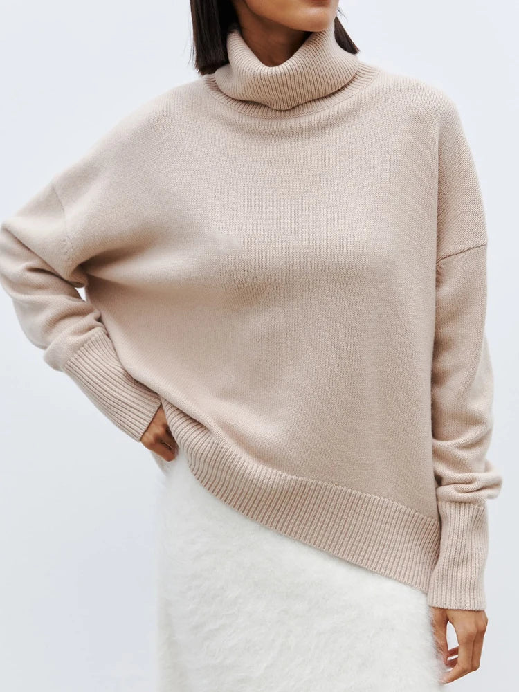 Sabrina Womens Oversized Turtleneck Sweater