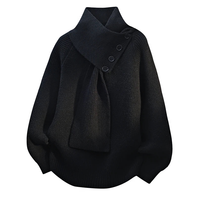 Women's Scarf-Neck Sweater, Sculpting Silhouette | Elevated Neckline Detail, Cozy Draped Fit | 5 Colorways | S–3XL