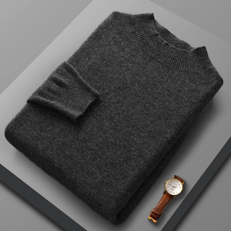 Harry - Mid-length cashmere sweater with high collar