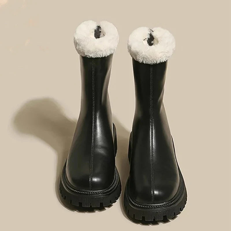 Blair Womens Faux Fur Lined Winter Ankle Boots in Black