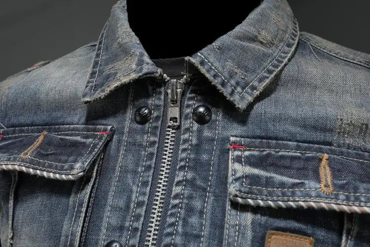 Francesco | Herren Trucker-Jacke Denim mit Klappentaschen — Kentkragen Jeansblau M–3XL | Westmere