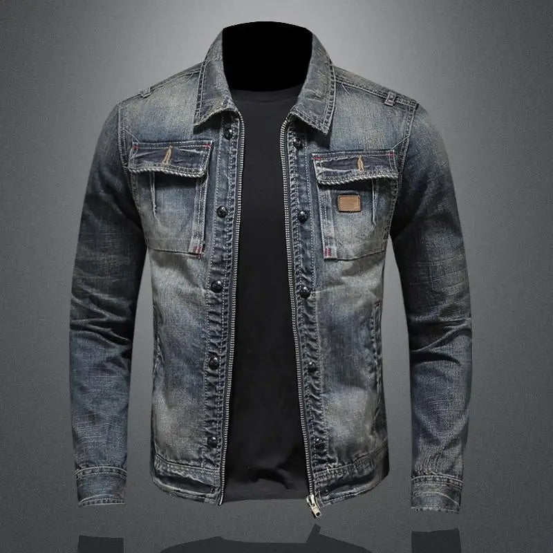 Francesco | Herren Trucker-Jacke Denim mit Klappentaschen — Kentkragen Jeansblau M–3XL | Westmere