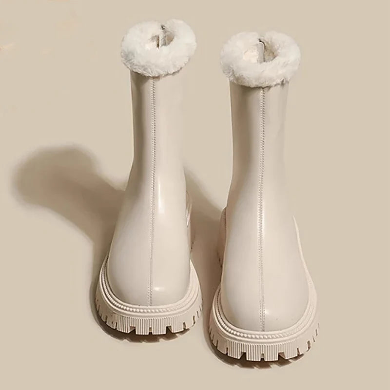 Blair Womens Faux Fur Lined Winter Ankle Boots in Beige