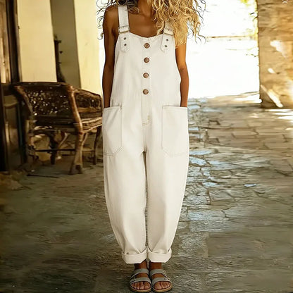 Mara™ - Vintage Soft Cotton Denim-Look Overalls with Adjustable straps