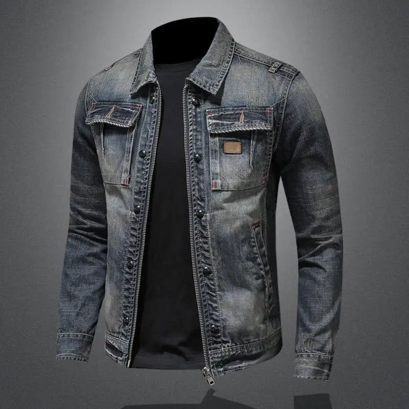 Francesco | Herren Trucker-Jacke Denim mit Klappentaschen — Kentkragen Jeansblau M–3XL | Westmere