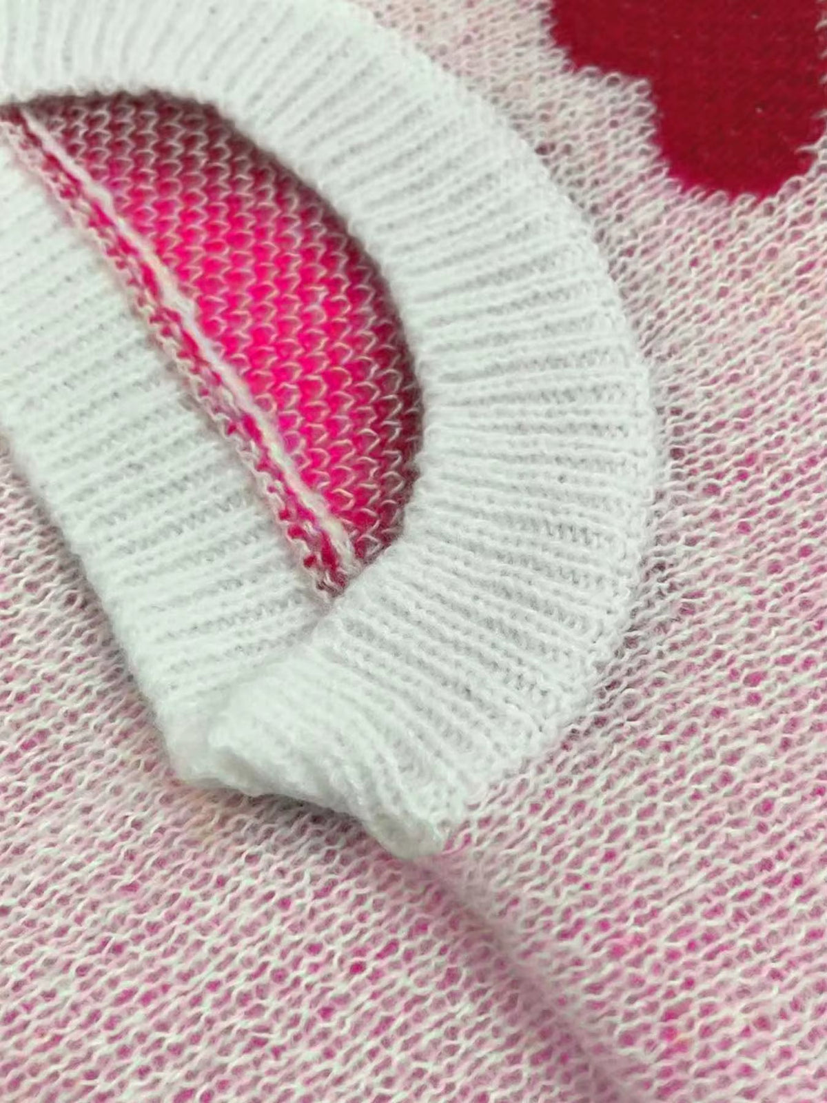 Women's Hearts-Pattern Sweater, Relaxed Fit | Delicate Print Detail, Cozy Everyday Layer | White or Pink | S–2XL