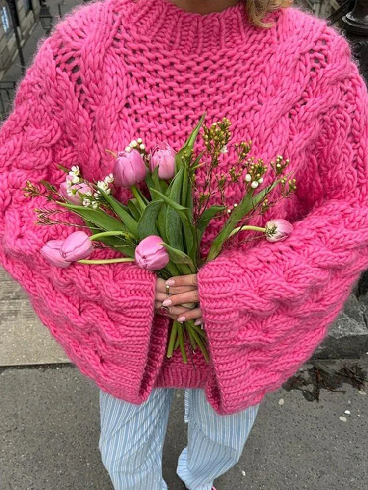 Gail Womens Chunky Knit Sweater with Oversized Fit