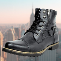 Joe | Mens Leather Motorcycle Boots with Non-Slip Rubber Sole | Multilayer Lining | Brown, Black or Yellow EU 38-48