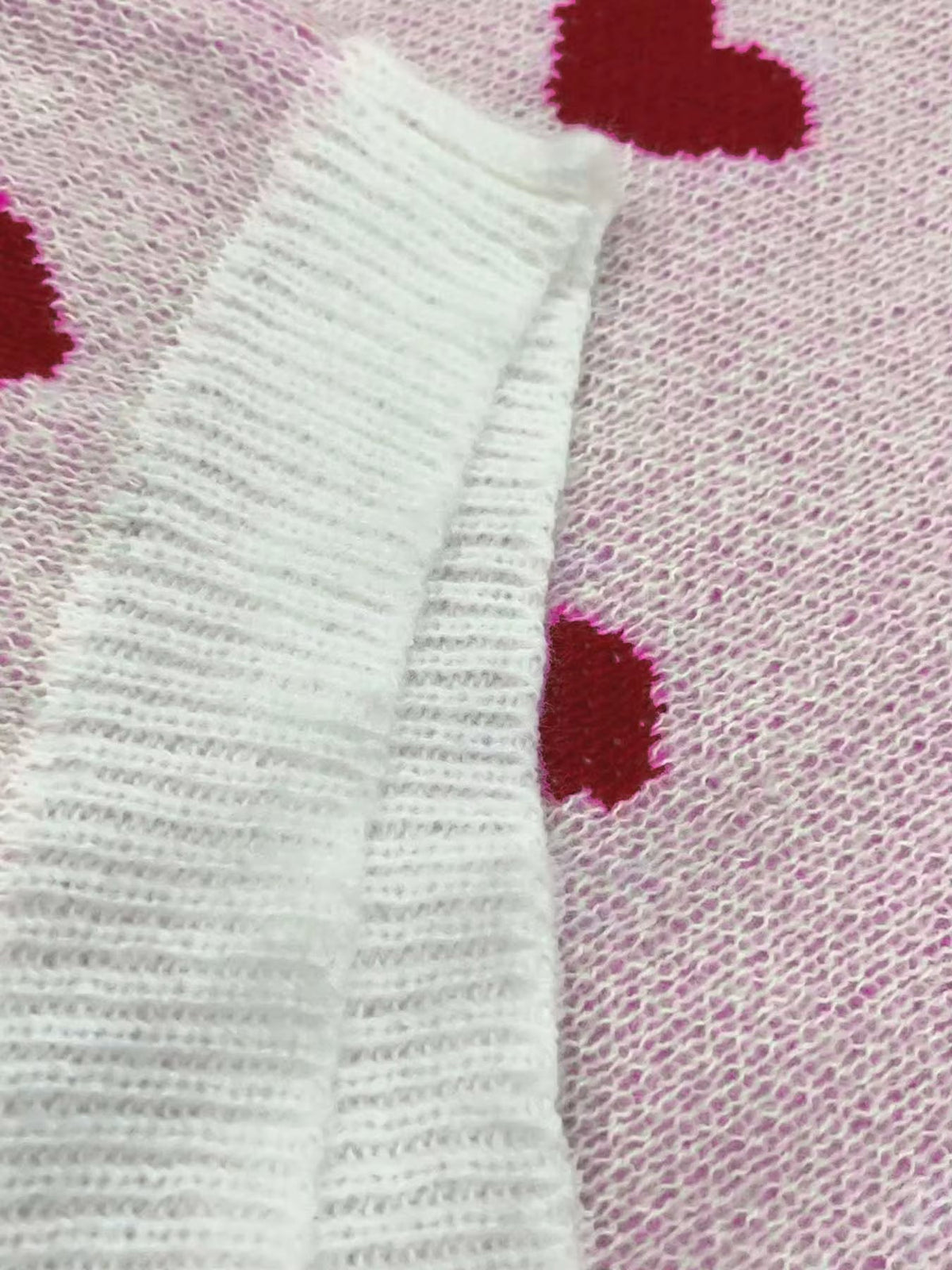 Women's Hearts-Pattern Sweater, Relaxed Fit | Delicate Print Detail, Cozy Everyday Layer | White or Pink | S–2XL