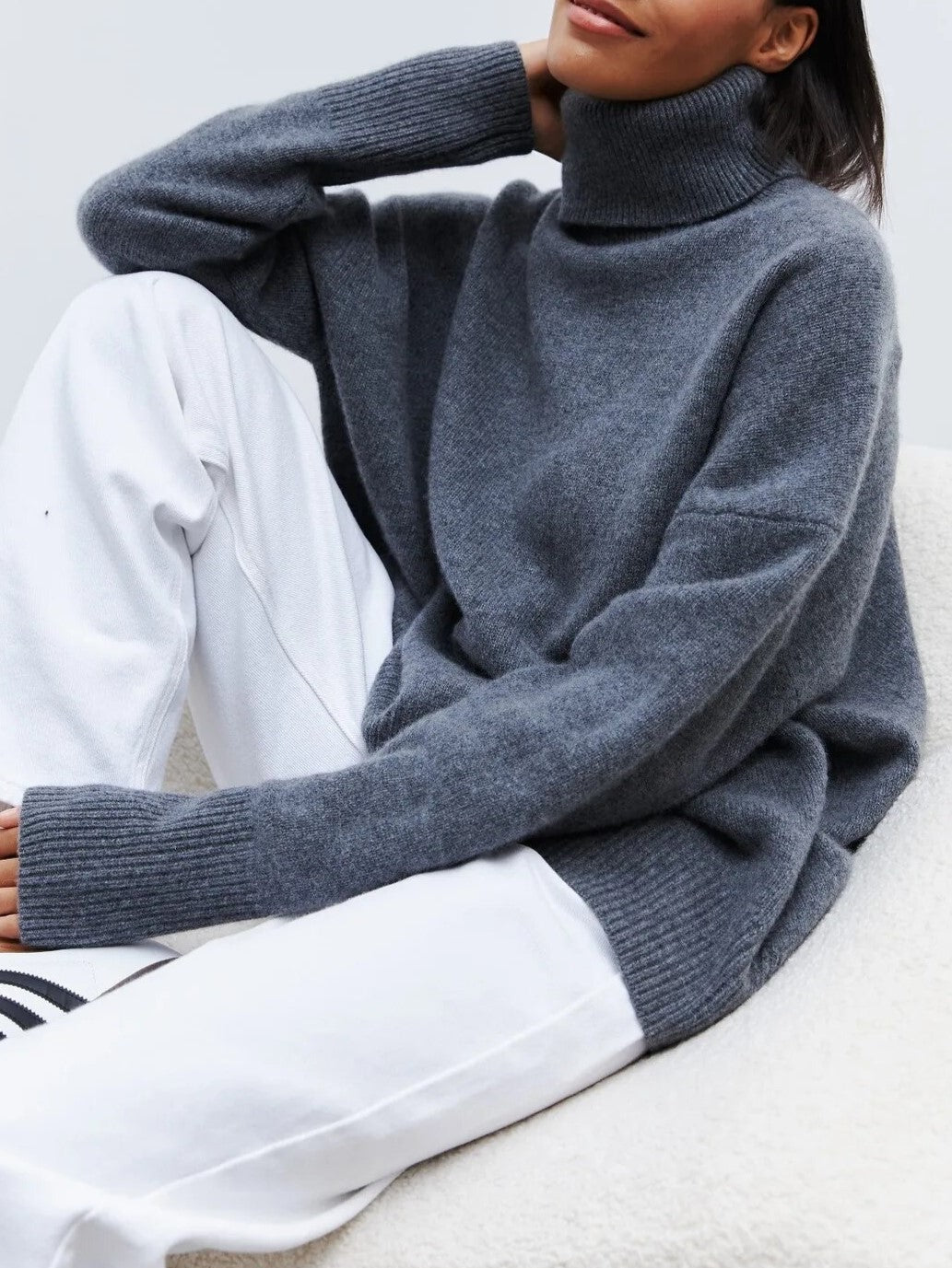 Sabrina Womens Oversized Turtleneck Sweater