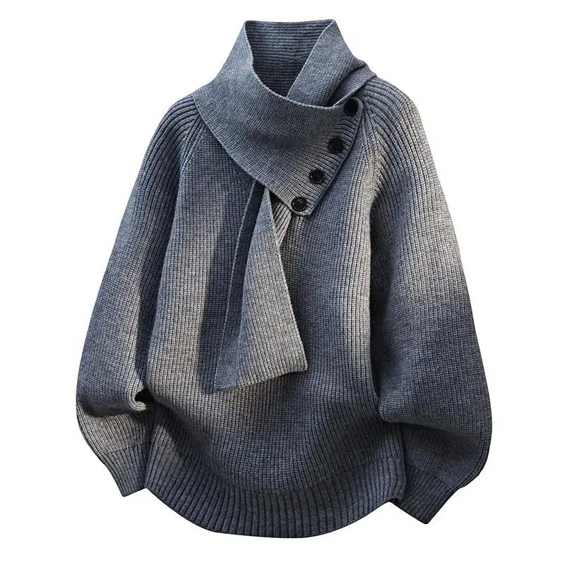 Women's Scarf-Neck Sweater, Sculpting Silhouette | Elevated Neckline Detail, Cozy Draped Fit | 5 Colorways | S–3XL