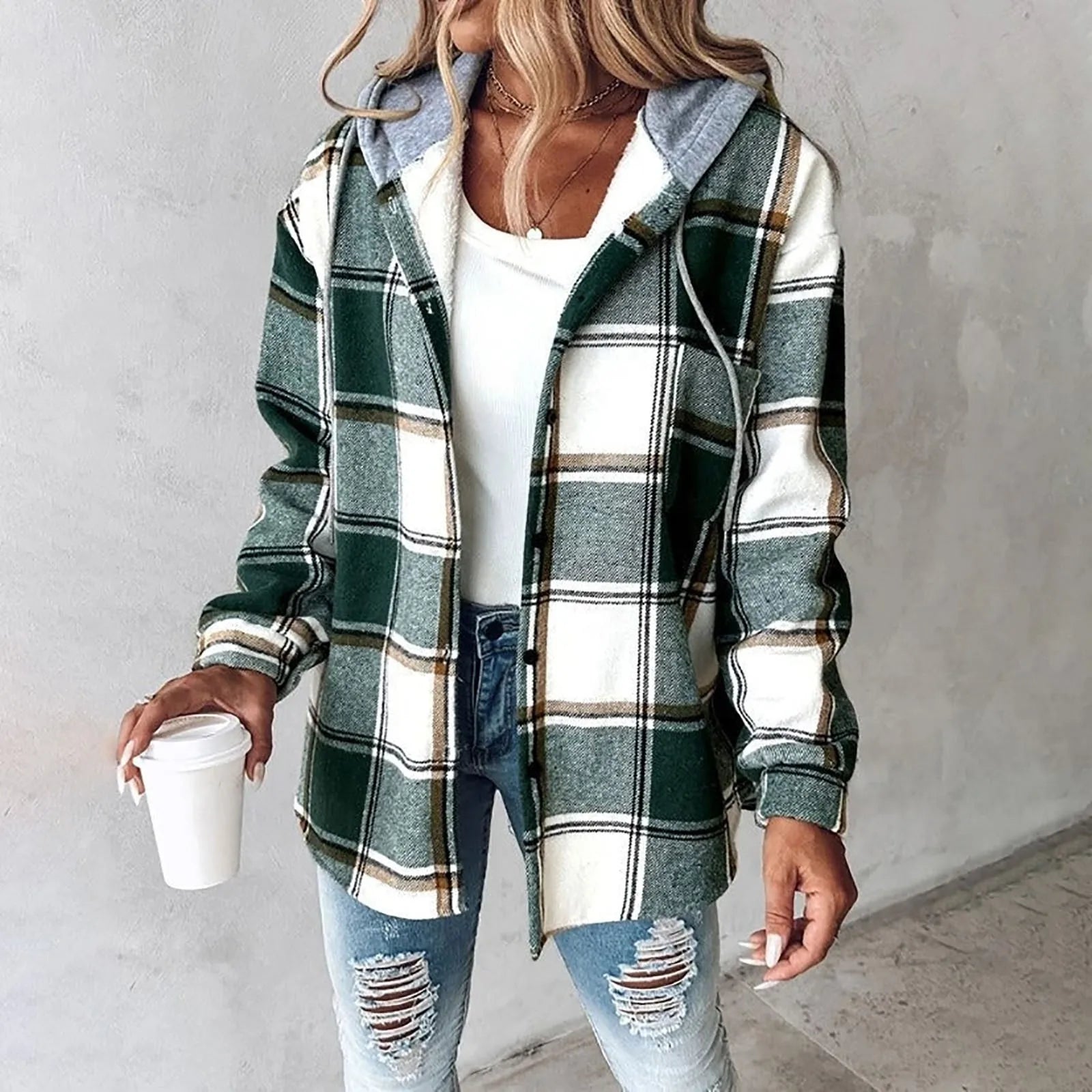 Women's Checkered Lined Cardigan, Draped Fit | Warm Autumn Lining, Easy Layering | 6 Colorways | S–3XL