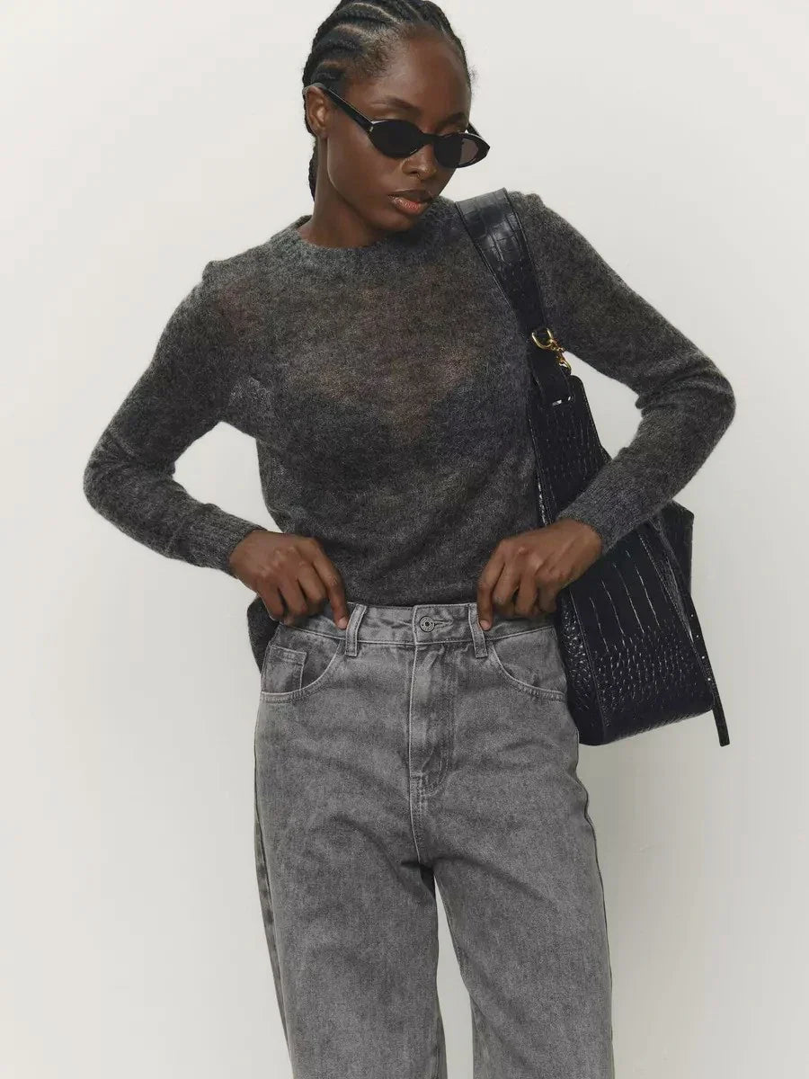 Natasha Womens Crewneck Knit Sweater