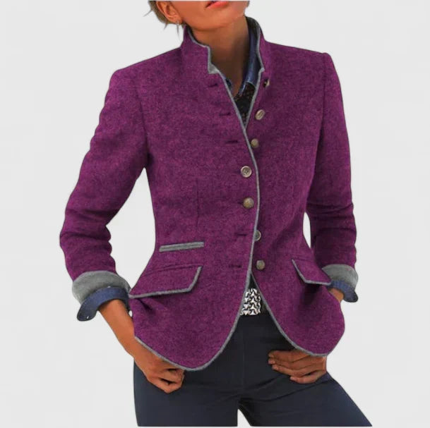 Alina Womens Button-Front Knit Cardigan for Work in Purple