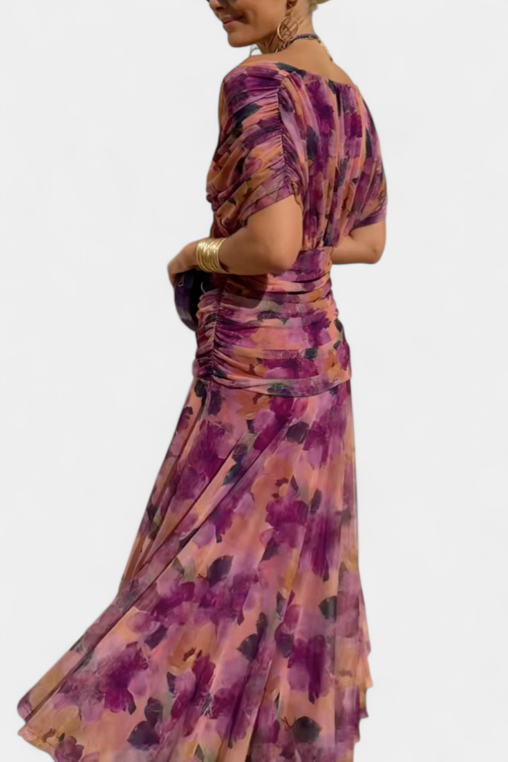 Florendra™ | Long Floral Dress V-Neck