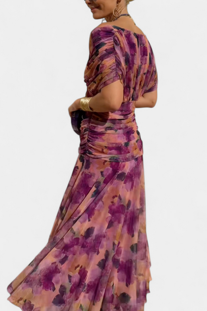 Florendra™ | Long Floral Dress V-Neck
