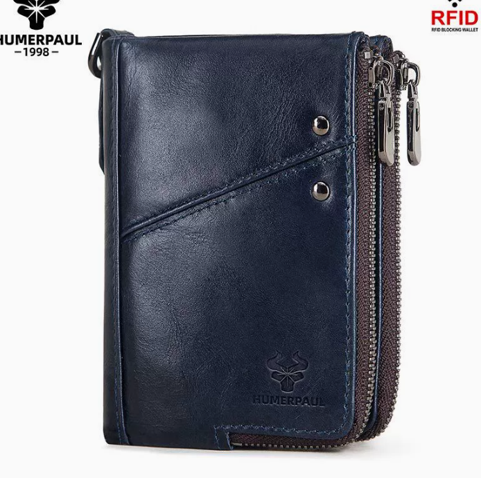 Ryder™ | RFID Double Zipper Leather Wallet