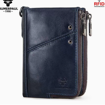 Ryder™ | RFID Double Zipper Leather Wallet