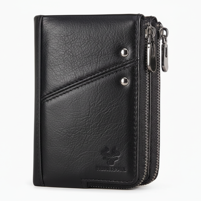 Ryder™ | RFID Double Zipper Leather Wallet