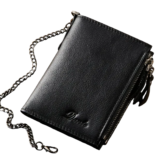 Mark™ | RFID Cowhide Leather Chain Wallet With Zipper