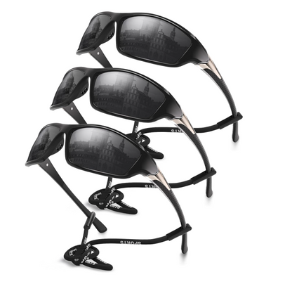 David™ | Sporty Polarized Wraparound Sunglasses 3-Pack For Men With UV Protection