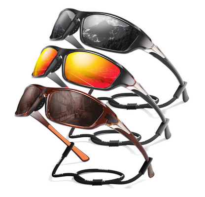 David™ | Sporty Polarized Wraparound Sunglasses 3-Pack For Men With UV Protection