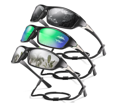 David™ | Sporty Polarized Wraparound Sunglasses 3-Pack For Men With UV Protection
