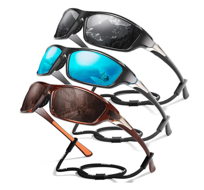 David™ | Sporty Polarized Wraparound Sunglasses 3-Pack For Men With UV Protection