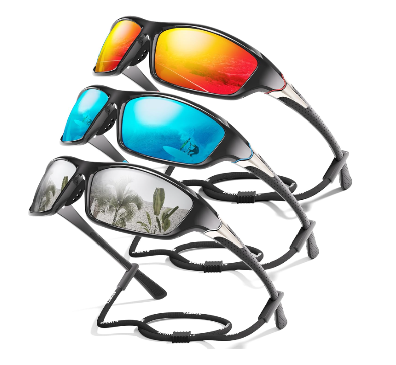 David™ | Sporty Polarized Wraparound Sunglasses 3-Pack For Men With UV Protection