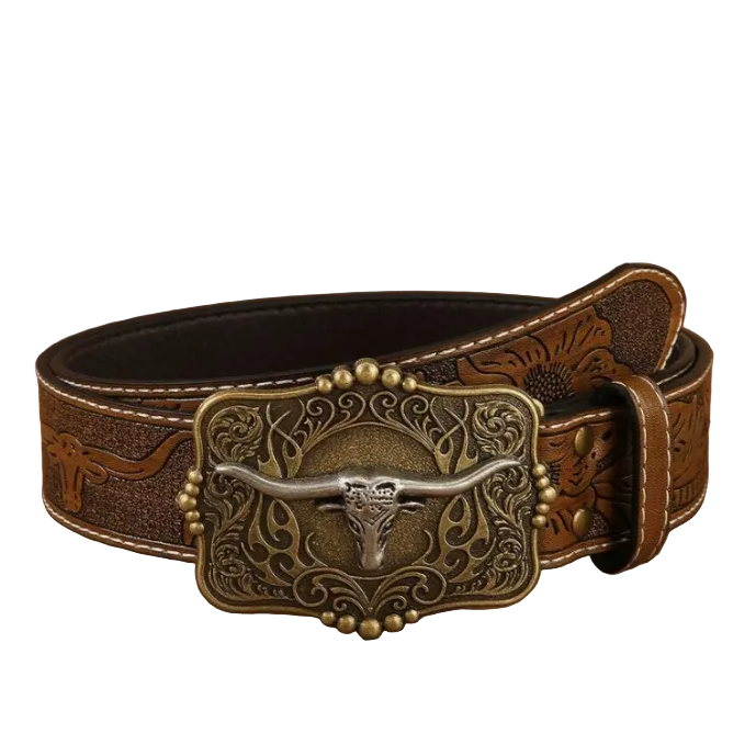 Cullen™ | Western Cowboy PU Leather Belt with Horse Buckle