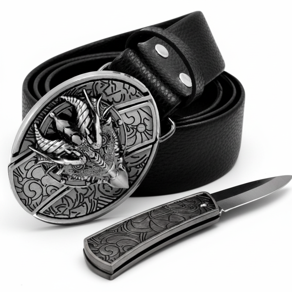 Davin™ | Men’s Punk Leather Belt with Smooth Buckle