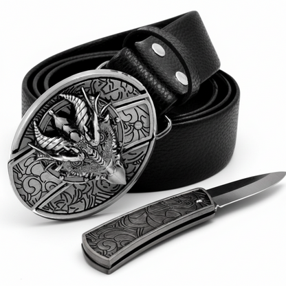 Davin™ | Men’s Punk Leather Belt with Smooth Buckle
