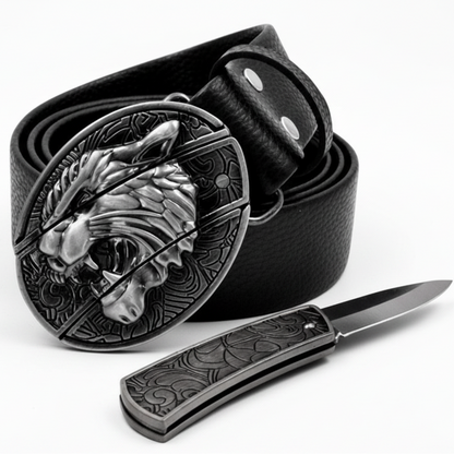 Davin™ | Men’s Punk Leather Belt with Smooth Buckle