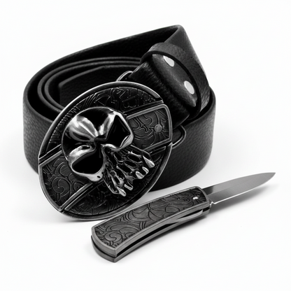 Davin™ | Men’s Punk Leather Belt with Smooth Buckle