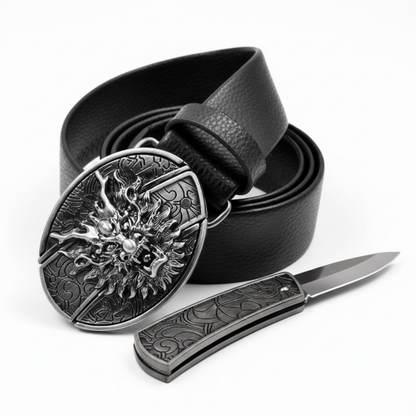 Davin™ | Men’s Punk Leather Belt with Smooth Buckle