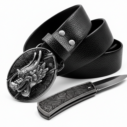 Davin™ | Men’s Punk Leather Belt with Smooth Buckle