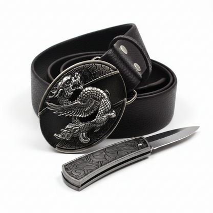 Davin™ | Men’s Punk Leather Belt with Smooth Buckle