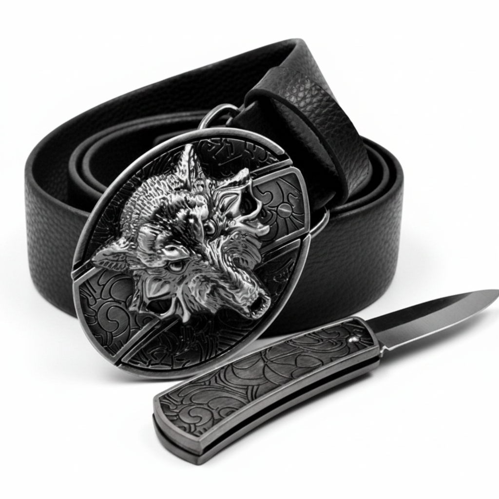 Davin™ | Men’s Punk Leather Belt with Smooth Buckle